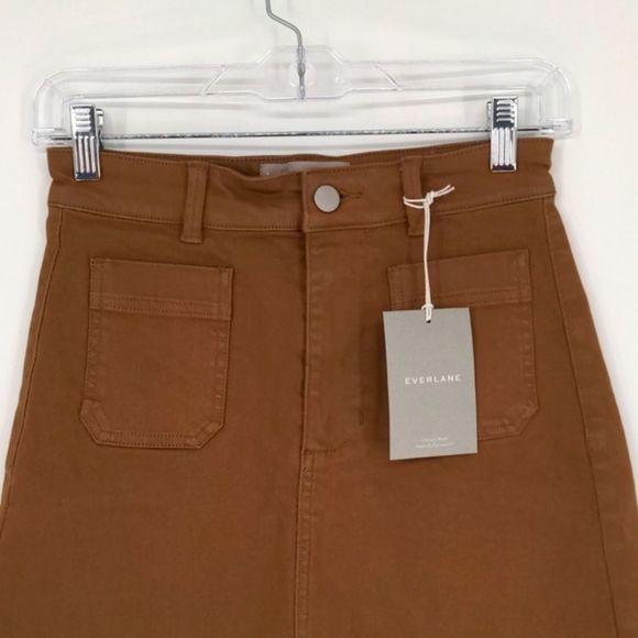 Everlane‎ Women's The Patch Pocket Skirt Size 00 Ochre - Picture 2 of 11